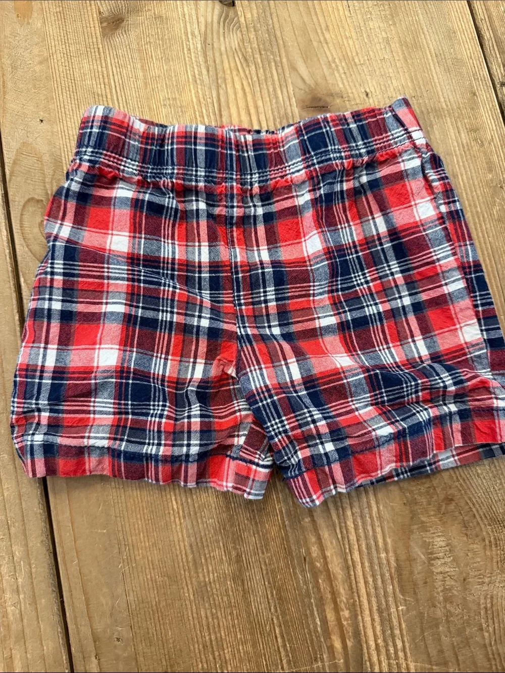 Carter's Plaid Pull-On Shorts - Blue & Red